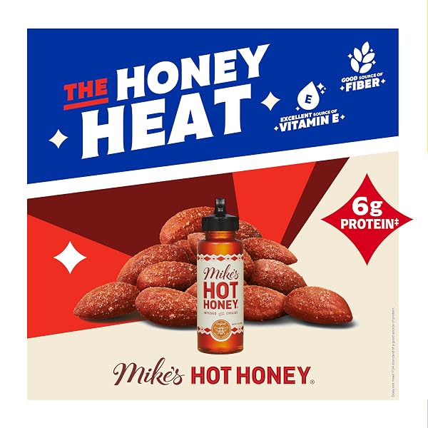 BLUE DIAMOND ALMONDS, MADE WITH MIKE’S HOT HONEY INFUSED WITH CHILIES FOR A PERFECT SWEET AND SPICY SNACK NUT COMBINATION, 6OZ. CAN