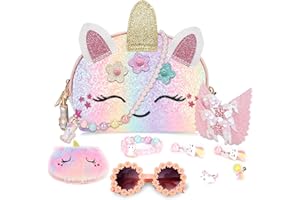 YRUBOHA Purse for Little Girls,Girls Jewelry Pretend Play,Unicorn Gifts for girls,Crossbody Bags for Kid