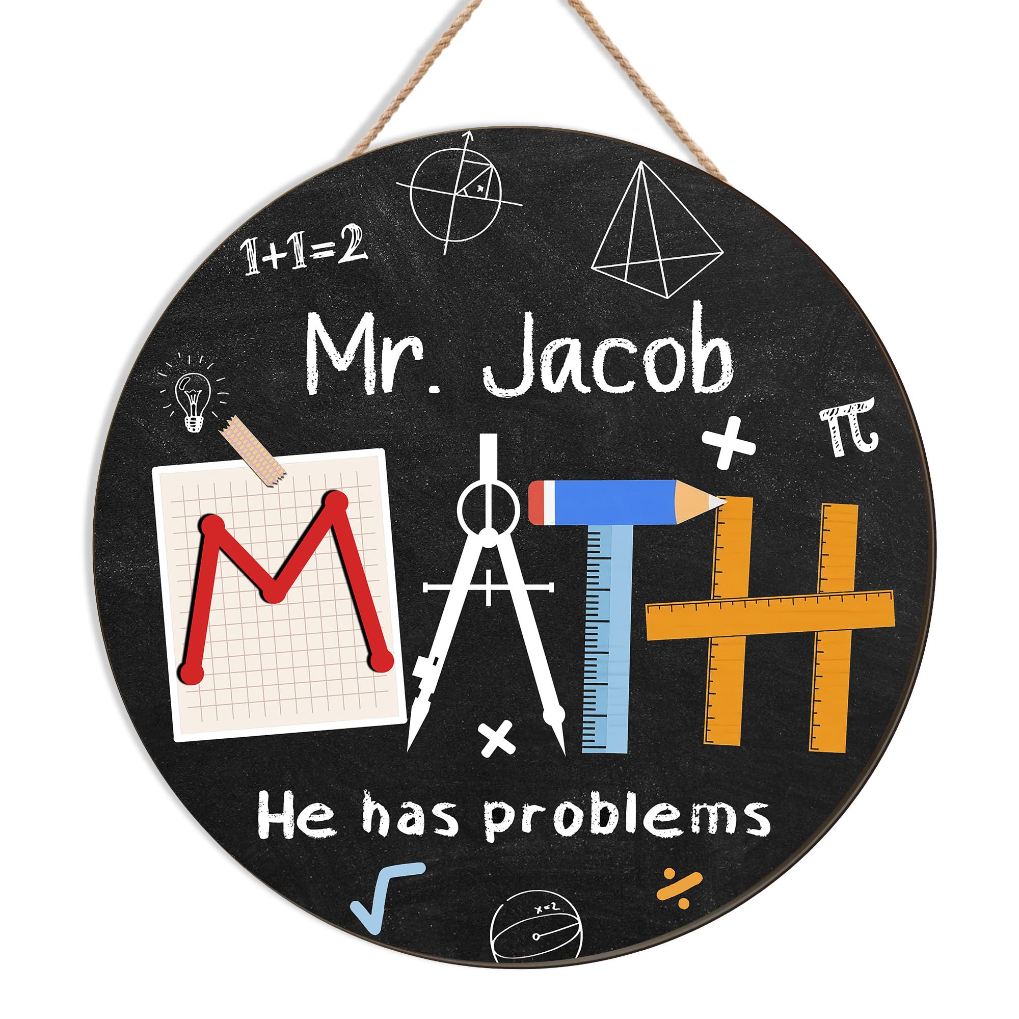TRUMPETIC Math Teacher Sign for Men, Math Decor, Math Class Chalkboard ...