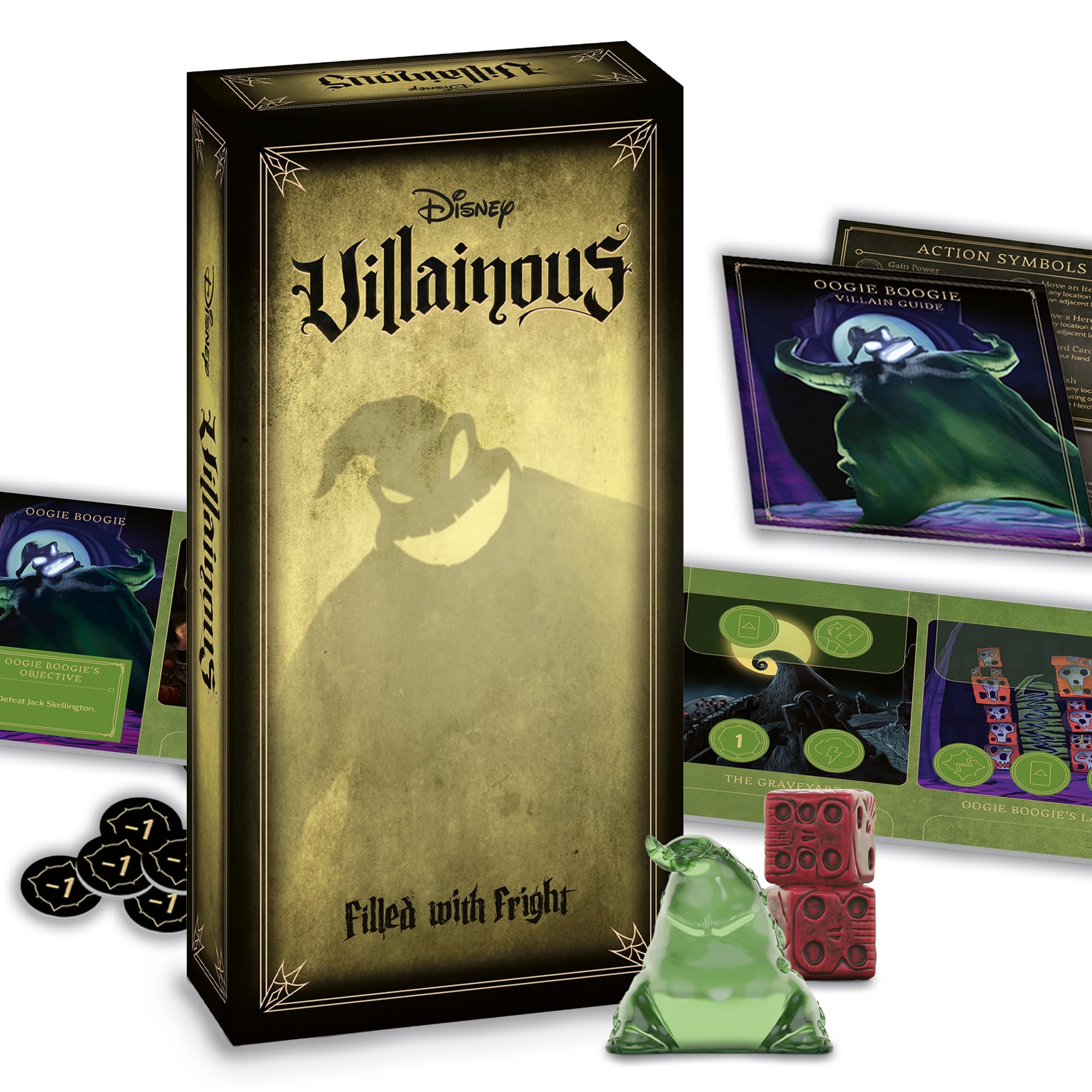Ravensburger Disney Villainous Filled with Fright - Strategy Board Game - Join Oogie Boogie, Lock, Jack Skellington, and More - Award-Winning Line - Ages 10+