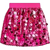 DAXIANG Girls Sparkly Sequin A Line Skirt Kids Elastics Waist Shiny Skirt with Built in Shorts for Party Birthday 5-12 Years