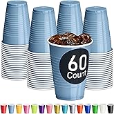 DecorRack Light Blue Plastic Cups, 12 oz Disposable Cups, Party Supplies (60 Count)