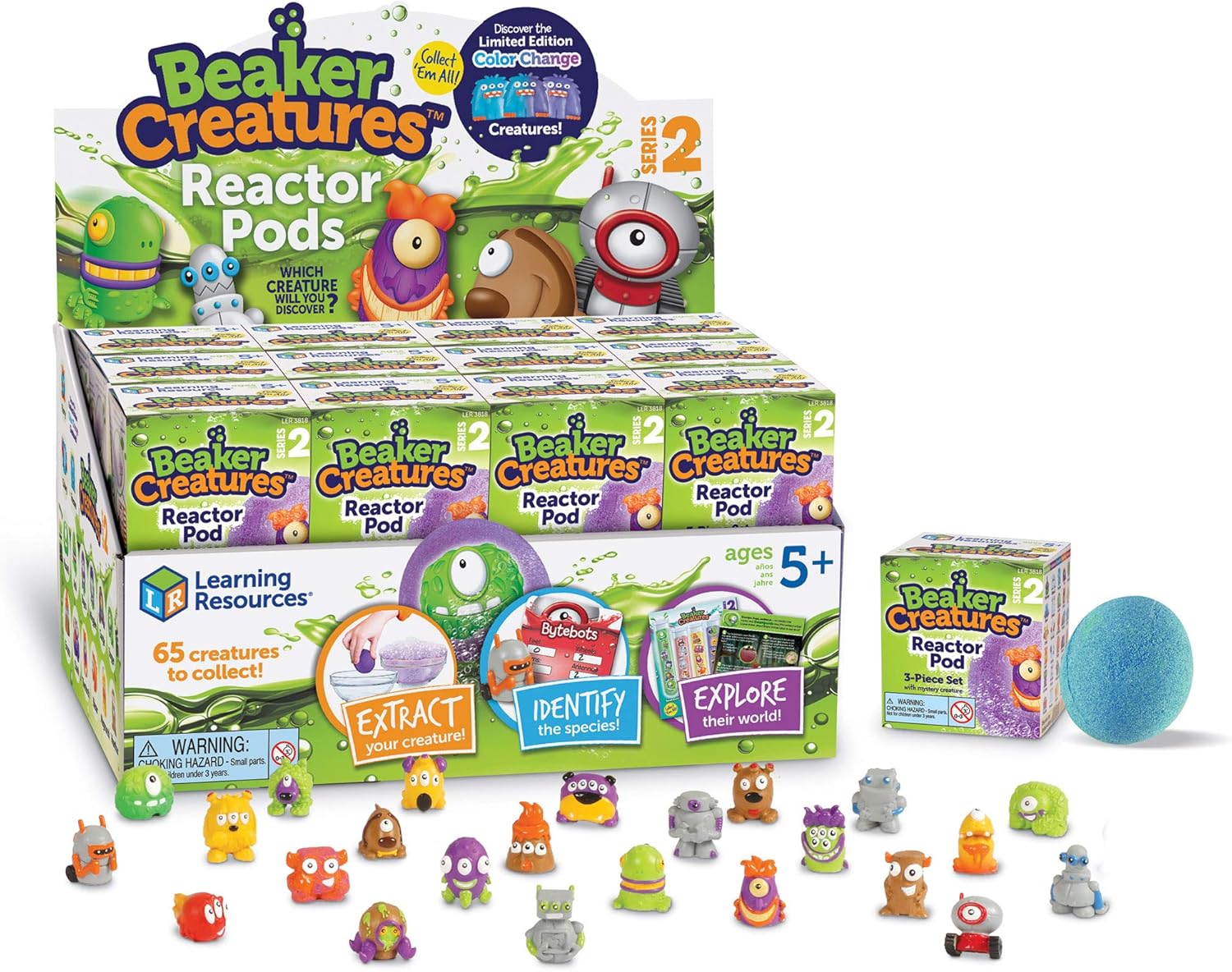 Learning Resources 24-Pack Reactor Pods - Beaker Creatures (Series 2), Multicoloured, Mittel