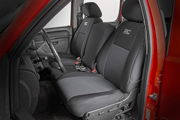 ROUGH COUNTRY NEOPRENE FRONT SEAT COVERS FOR CHEVY SILVERADO & GMC SIERRA 1500/2500HD (2007-2013) – WATERPROOF & UV RESISTANT, FOAM PADDED, FRONT SEAT COVER SET