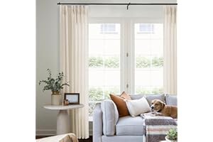 DUKIYO Cream Beige Pinch Pleated Linen Curtains 84 Inches Long for Living Room Flax Pleat Drapes with Hooks Rings Back Tab Farmhouse Boho Light Filtering Semi Sheer Curtains for Dining Bedroom Oatmeal Sand