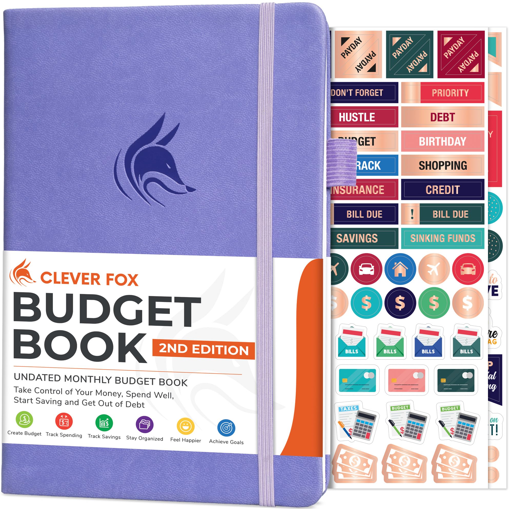 Clever Fox Budget Book 2.0 – Financial Planner & Expense Tracker Notebook. Monthly Budgeting Money Organizer. Compact, 13.5x19cm (Lavender)