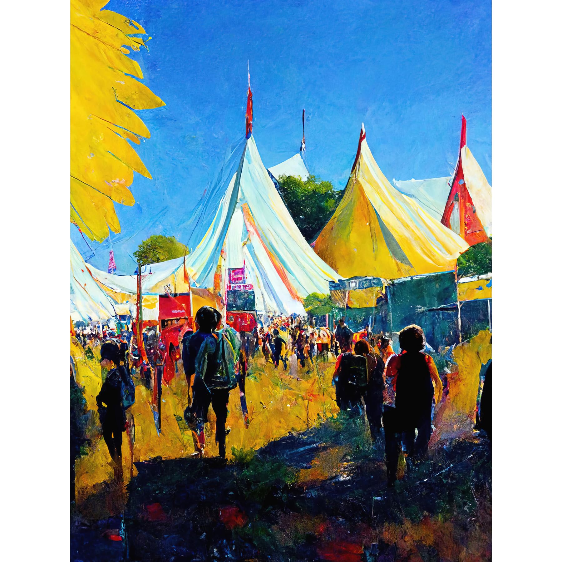 Doppelganger33 LTD Glastonbury Music Festival 1987 Morning Oil Painting Large Wall Art Poster Print Thick Paper 18X24 Inch