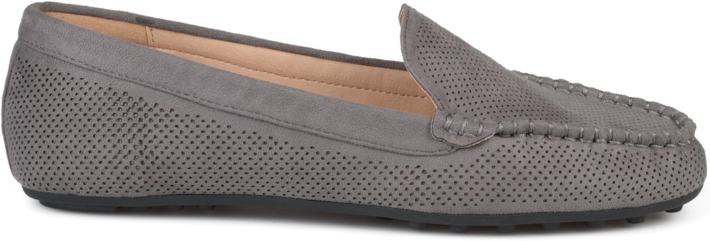Brinley Co. Womens Comfort Sole Faux Nubuck Laser Cut Loafers