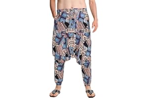 KEPUTAY Men Women Cotton Baggy Hippie Yoga Harem Pants Funky Printed Plus Size Trousers