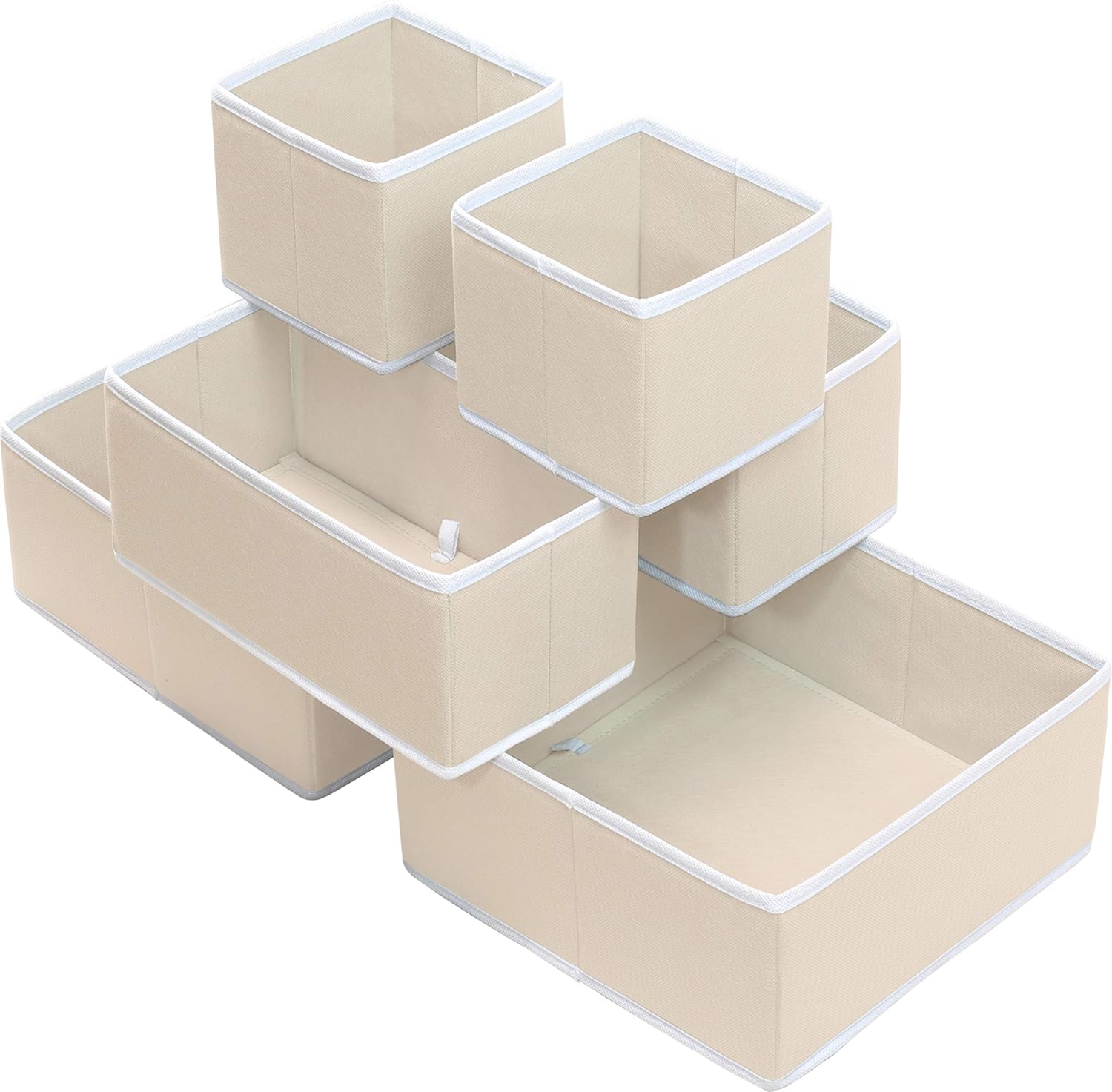 Simple Houseware Foldable Cloth Storage Box Closet Dresser Drawer Divider Organizer Basket Bins for Underwear Bras, Gray (Set of 6): Home & Kitchen