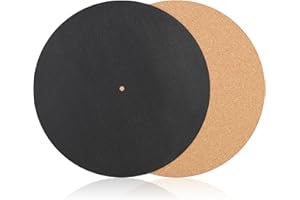 Nobsound Turntable Slip Mat: Anti-Static Platter Pad for 12-Inch LPs, Cork + Leather Reversible 3mm, Cuts Rumble for Home & Studio Use, Audiophiles