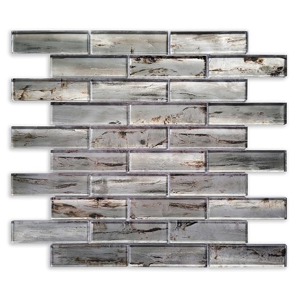 ARTEMURO PREMIUM 5-SHEETS CLASSIC WOOD GLASS BACKSPLASH TILE...