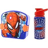 Fast Forward Marvel Spiderman Bento Box Lunch Box with Water Bottle for Kids | Spiderman Bento Lunch Container with Compartments & Reusable Water Bottle | Kids School Lunch Kit, Food Box