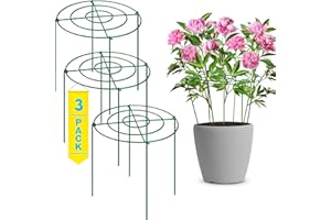 Gray Bunny Peony Support, Peony Cage (3 Pack) Extra Large 18” Wide x 23” Height Peony Ring with 4 Legs, Plant Supports for Outdoor Plants, Peonies Cages
