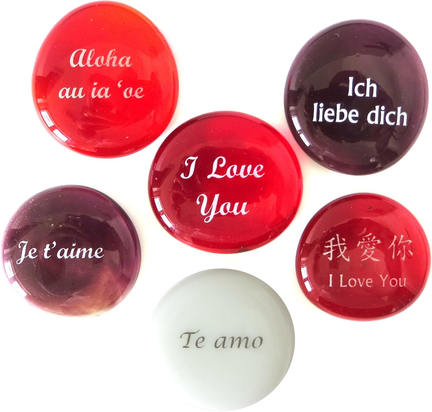 Lifeforce Glass I Love You Glass Stones in Six Languages. Delight Your Beloved. Set of Six in a Deluxe Gift Box: Home & Kitchen