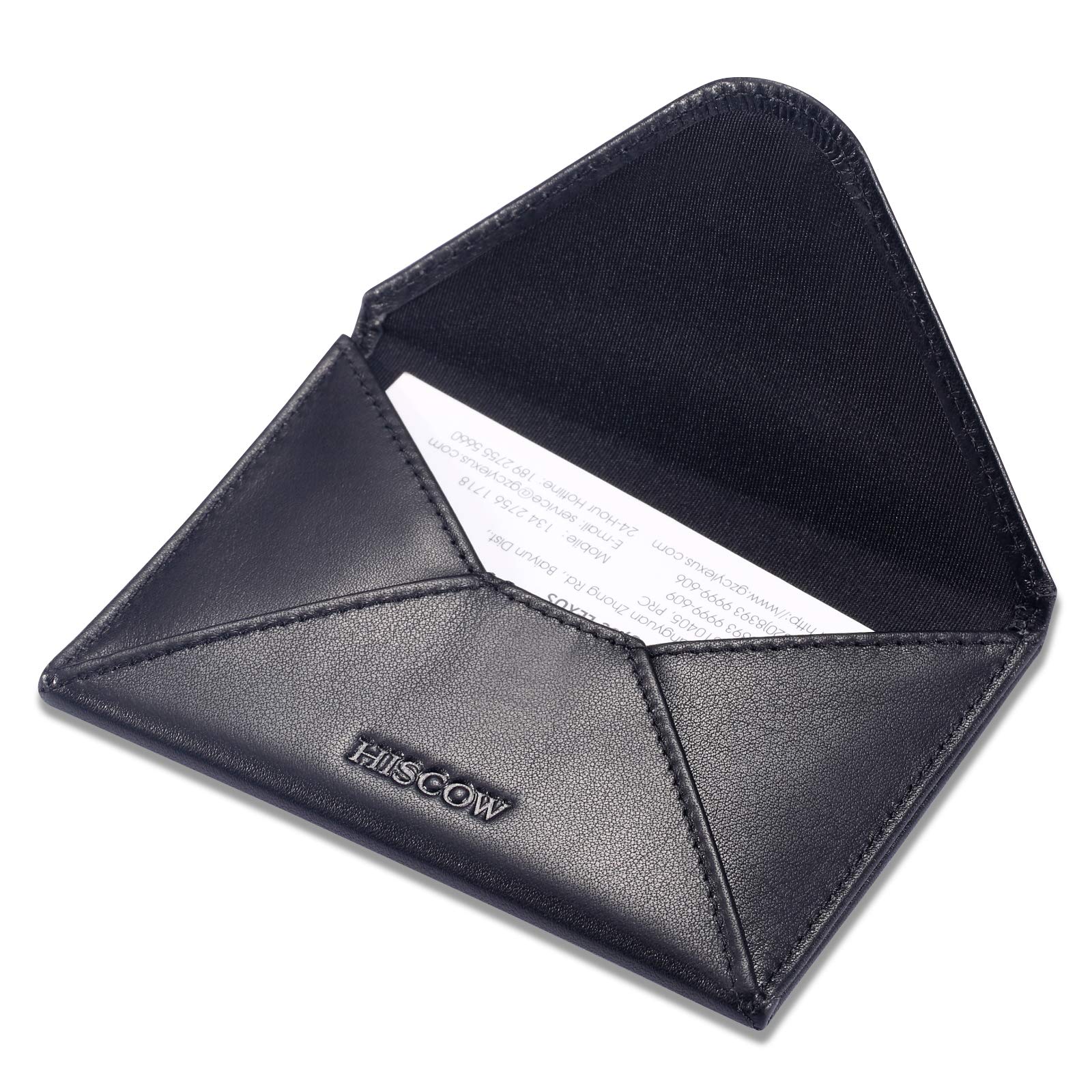 HISCOW Envelope Business Card Case with Magnet Closure - Italian Calfskin (Black)
