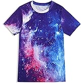 TongKiKi Boys Girls T-Shirts 3D Graphic Shirts Kids Neon Tie Dye Short Sleeve Glow Tees Animal Print Tees