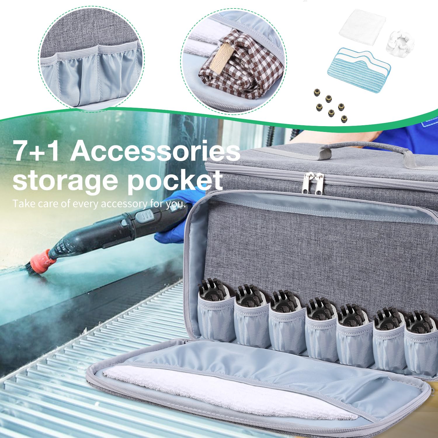 TXIYEAN Adjustable Compartments Carry Bag Compatible with Dupray Neat Steamer for Floors,Portable Steam Cleaner Storage Bag Household Hand Case with Extra Pockets（Case Only）