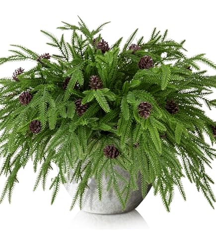 Lot De 12 Branches De Pin Norfolk Artificielles De 45,7 Cm Pour Sapin De Noël, Intérieur Et Extérieur, Décoration D'intérieur