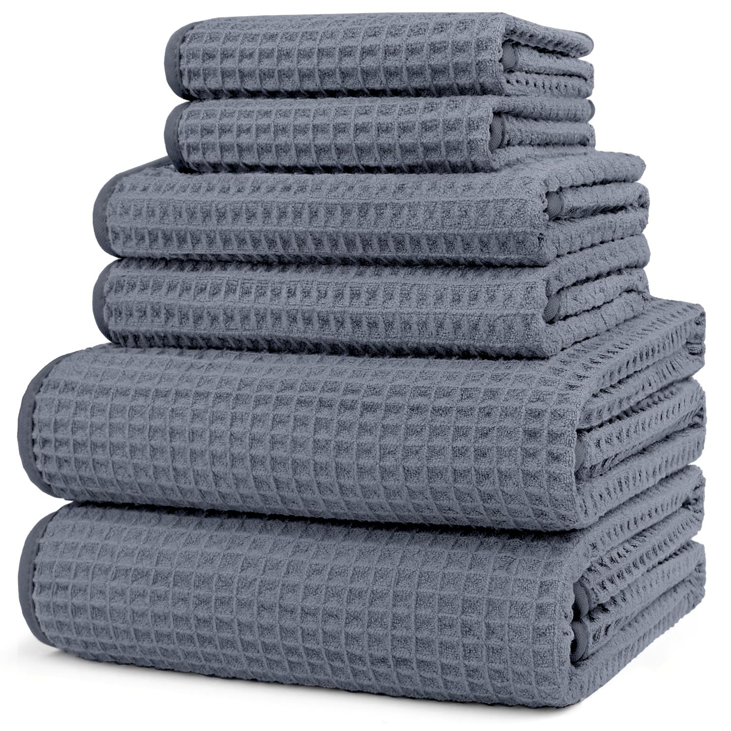 Photo 1 of HOMEXCEL 6 Piece Premium Towels Set, 2 Bath Towels, 2 Hand Towels, and 2 Wash Cloths, Soft, Highly Absorbent and Quick Dry Microfiber Waffle Towel for Bathroom, Gym, Shower, Hotel, and Spa, Grey
