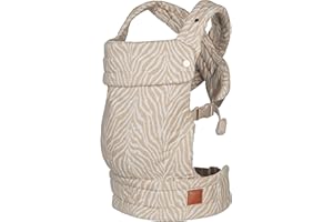 ·NEST BLANCHE· Baby Carrier for Newborns to Toddlers | Cozy Wrap with Lumbar Support | Soft Fabric, 7-35lbs Adjustable Fit | Beige Zebra Pattern