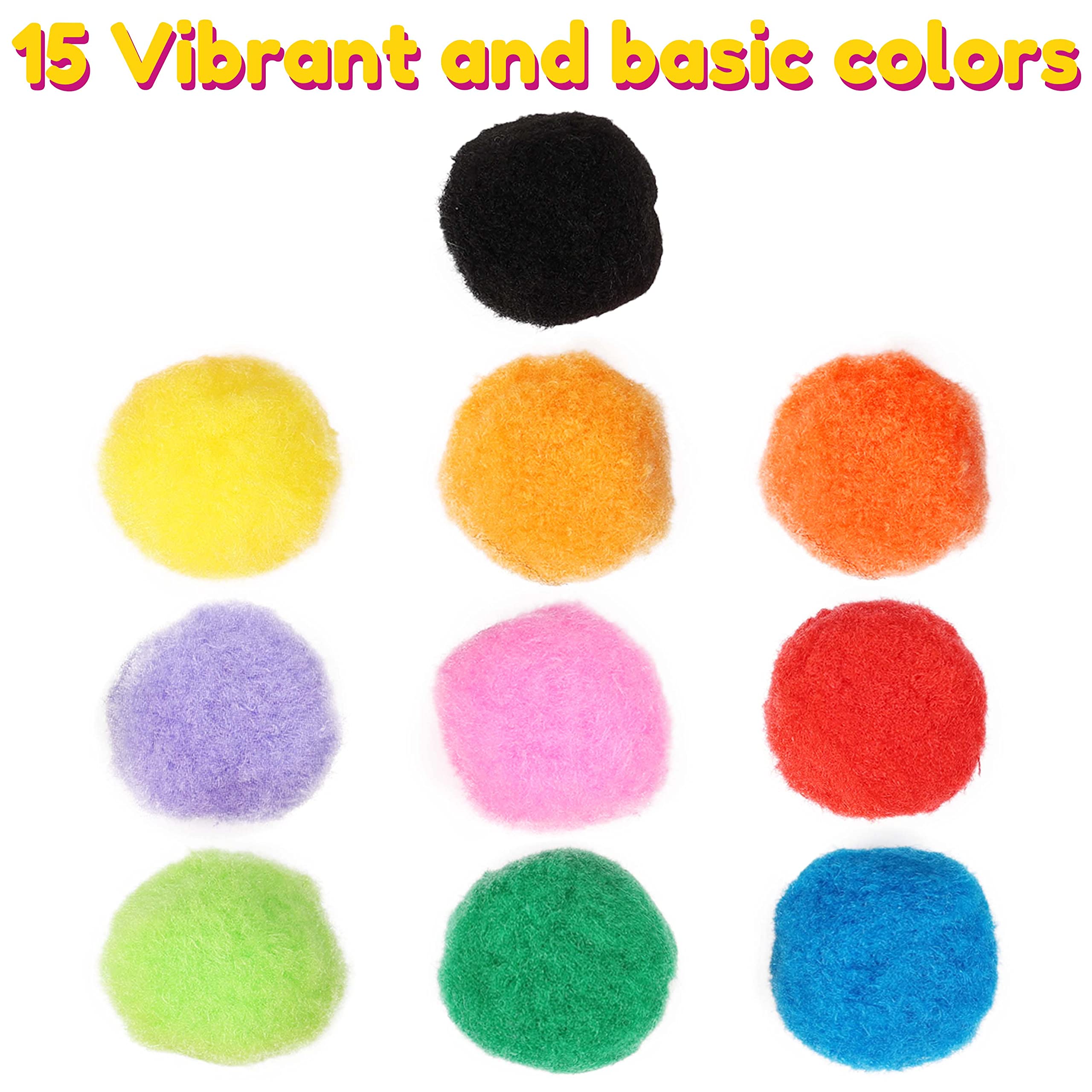 Caydo [130pcs] 30pcs 2 Inch Large Pom Poms with 100pcs Wiggly Eyes, Multicolor Pompoms for Arts and Crafts Kids DIY Projects
