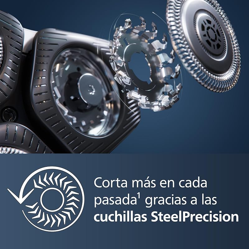 Serie 5000 Afeitadora Eléctrica Hombre, Máquina de Afeitar Barba con Recortadora, 45 cuchillas, Cuida la piel, 60min de uso, En Seco y Húmedo, Recargable, Funda, Base Carga, S5884/35, Verde — foto 4 de 7