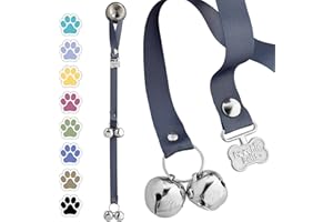 PoochieBells Dog Door Bells for Potty Training, Quick & Easy Puppy Potty Training Method Included, Handcrafted in USA with Loud, Paw-Safe Bells, Pewter Gray