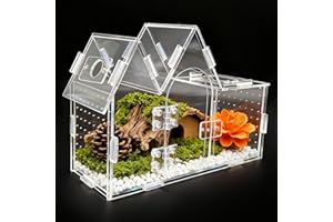 varrisin Jumping Spider Enclosure, 9.5" x 3.9" x 6.7" Acrylic with Magnetic Door Transparent Enclosure for Reptile Tarantula Jumping Spider Gecko Amphibians Chameleon