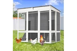 JFHID Extra Large Chicken Coop with Run, Wood Chicken House with 4 Nesting Boxes & Roost Bar for 1-10 Chickens, Outdoor Hen F
