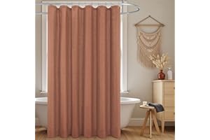 KOUFALL Boho Shower Curtain,Terracotta Rust Colored Linen Fabric Cloth Waterproof Western Bohemian Fall Shower Curtain Set with Hooks for Bathroom Decor