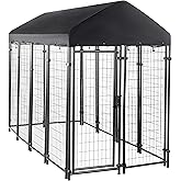 鶹 Basics - Welded Rectangular Outdoor Secure Wire Crate Kennel for Cat, Dog Large, Black, 259.08 x 121.92 x 182.88 cms
