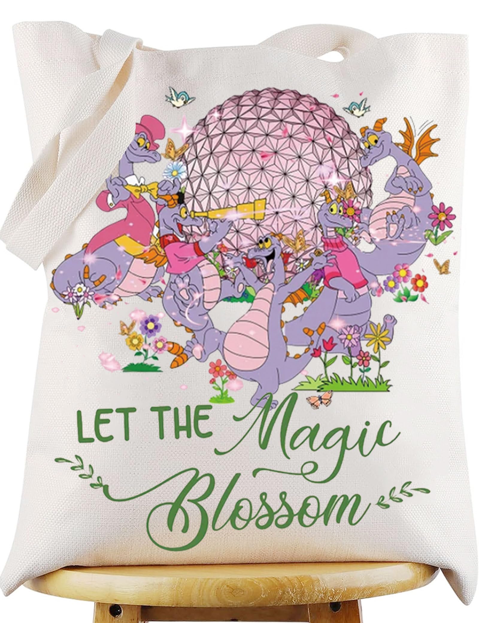 WZMPA Figment Dragon Cosmetic Bag Purple Dragon Lover Gift Let The Magic Blossom Figment Makeup Zipper Pouch Bag Figment Merchandise, Magic Blossom Tote, Cosmetic Bag