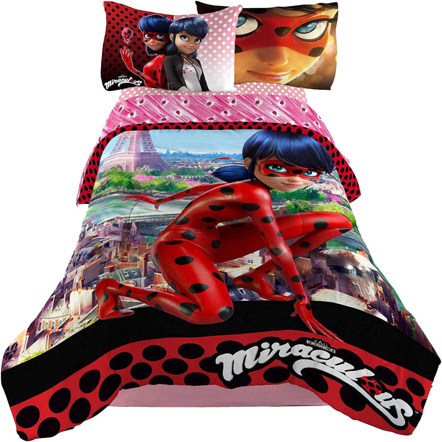5pc Miraculous Ladybug Full Bedding Set Be Miraculous Comforter and