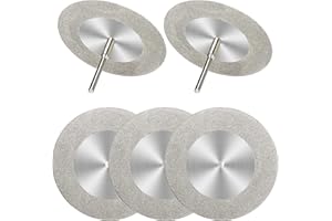 SI FANG 5Pcs 60mm Diamond Cutting Disc Cut Off Wheels with 5Pcs Mandrel 1/8'' Shank Stone Blade for Rotary Tool Drill Attachment Cutting Discs Polishing Glass Tiles Marble Plastic Jade (2.4in)