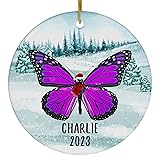 Santa Hat and Scarf Welcome Winter Purple Butterfly