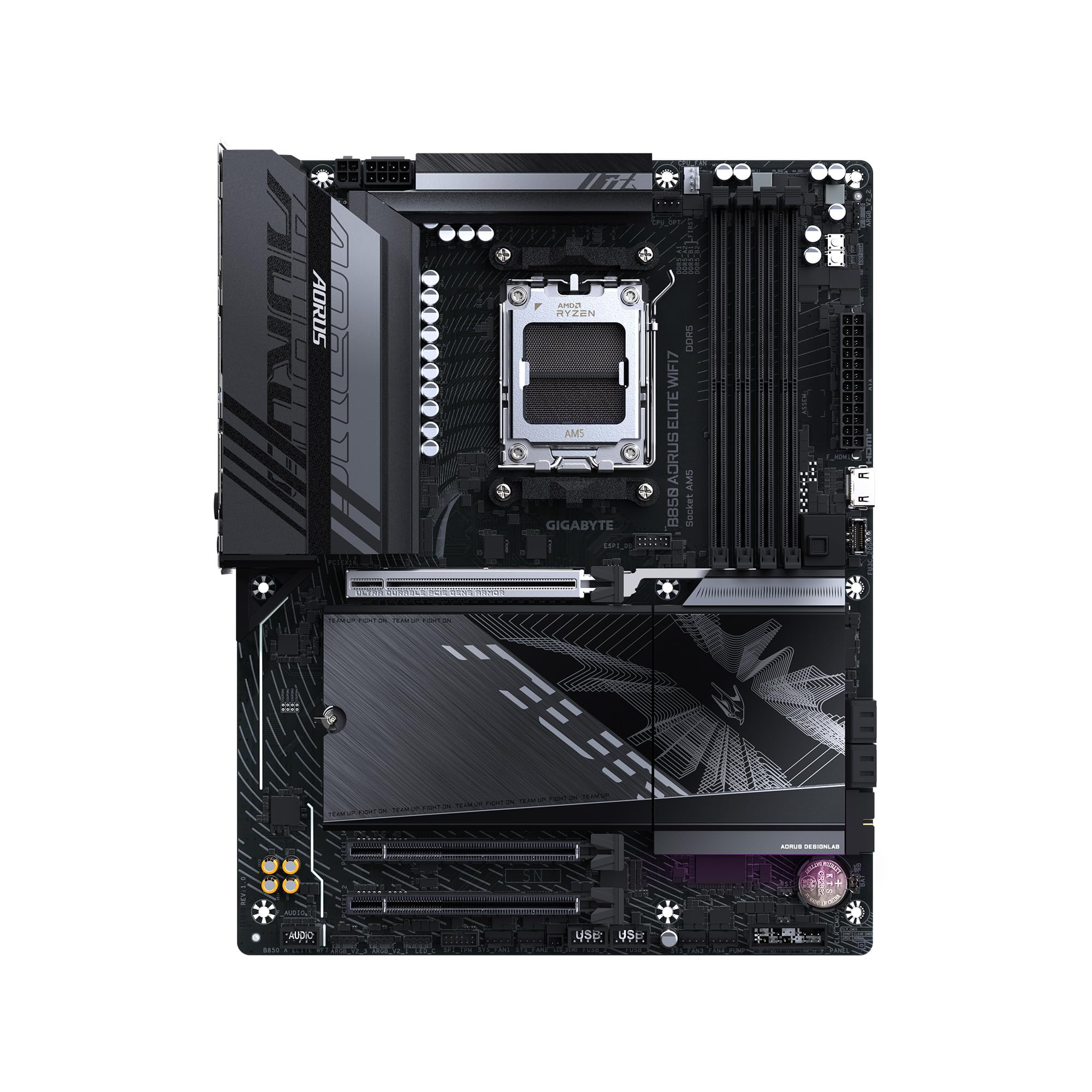 GIGABYTE B850 AORUS Elite WIFI7 AMD AM5 LGA 1718 Motherboard, ATX, DDR5, 3X M.2, PCIe 5.0, USB-C, WIFI7, 2.5GbE LAN, EZ-Latch, 5-Year Warranty