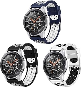 Hagibis Compatible Samsung Galaxy Watch 46mm Band/Samsung Gear S3 Frontier/Samsung Gear S3 Classic Watch Band, 22mm Replacement Silicon Band (3 Colors-I)