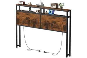 Herture Queen Size Headboard, Headboard with 2 Outlets and USB & Type C Port, Head Board with Storage Rack, Height Adjustable, Easy Assembly, Stable BH02CTN