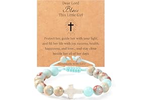 Lamyba Cross Bracelet for Girls, Dear Lord Bless This Little Girl Bracelet, Stocking Stuffers for Teen Girls, Christian Gifts for Tween Girls,Daughter, Granddaughter, Niece Teenage, Blue