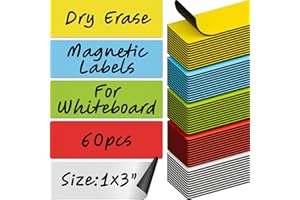 X-bet MAGNET Dry Erase Magnetic Labels 60pcs, 1"×3"×0.7mm+PET, (Multicolor: White, red, Blue, Yellow, Green)
