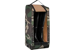 NORTH SKIN Travel Shoe Bag with Zipper Pocket Water Resistant Golf Sports Boot Bag Carry Strap Handle (Long Boot Bag, Woodland Camo)