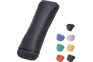 SDLTHR 1 Pack 3/8 Inch 100 ft Solid Braided Polypropylene Rope, Outdoor Ropes, All Purpose Boat Marine Thick Tie for Camping and Flag Pole, Indoor and Outdoor Use, Black