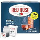 Red Rose Bold Black Tea Specially Blended Strong Tea with 40 Individually Wrapped Tea Bags Per Box (Pack of 3) Contains Caffeine Brew Hot Original Black Tea
