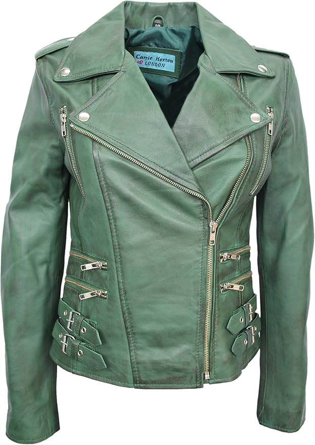 Stylish Mystique New Ladies Dark Green Jacket Italian Real Lambskin