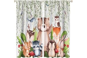 DDCBNS Kids Forest Animal Curtains,Each Panel W42 x 84L,Baby Room Cartoon Animal Cute Bear Deer Fox Rabbit Curtains for Boys Girls Bedroom Living Room Nursery Study 2 Panels Total Size 84 x 84 Inch