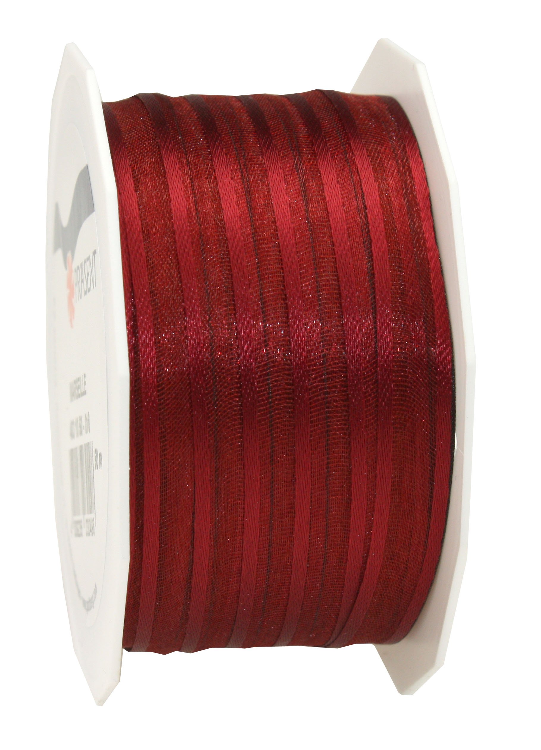 C.E. Pattberg Präsent - Marseille Wired Organza Ribbon Bordeaux 10 mm width, 50 m length — image 1