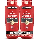 Old Spice Refreshing Body Wash for Men, 3X Defense, 24/7 Shower Fresh with Long Lasting Scent, Red Collection, Swagger with Cedarwood Scent, 24 oz (Pack of 2)