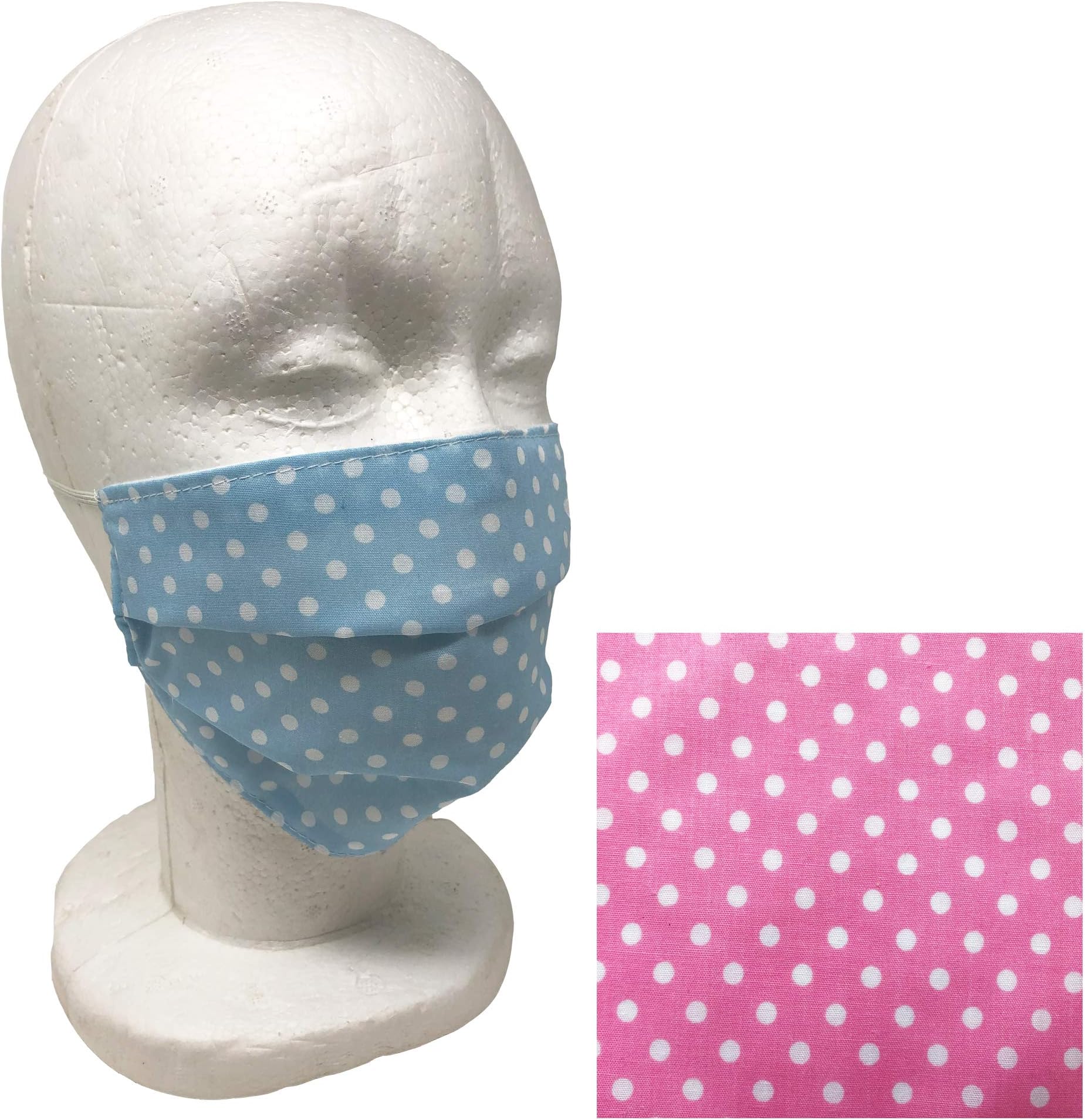 Anti Dust Mask Face Mouth Mask, 2Pcs Fashion Breathable Reuseable Washable - Pink Polka Dot