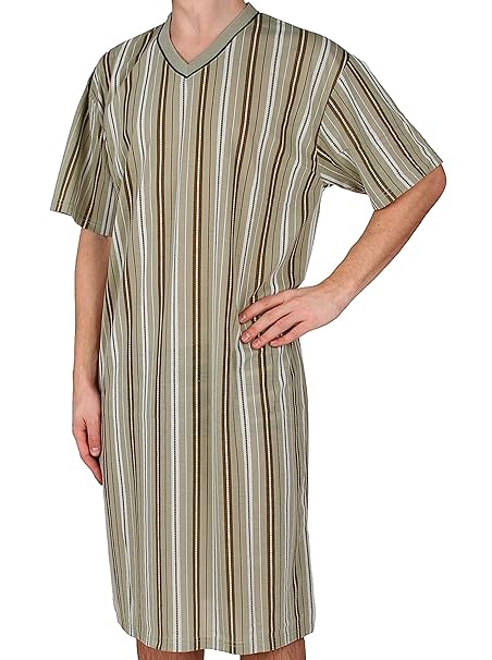 Classic Herrennachthemd, kurzarm, 100% Baumwolle, L XL XXL XXXL